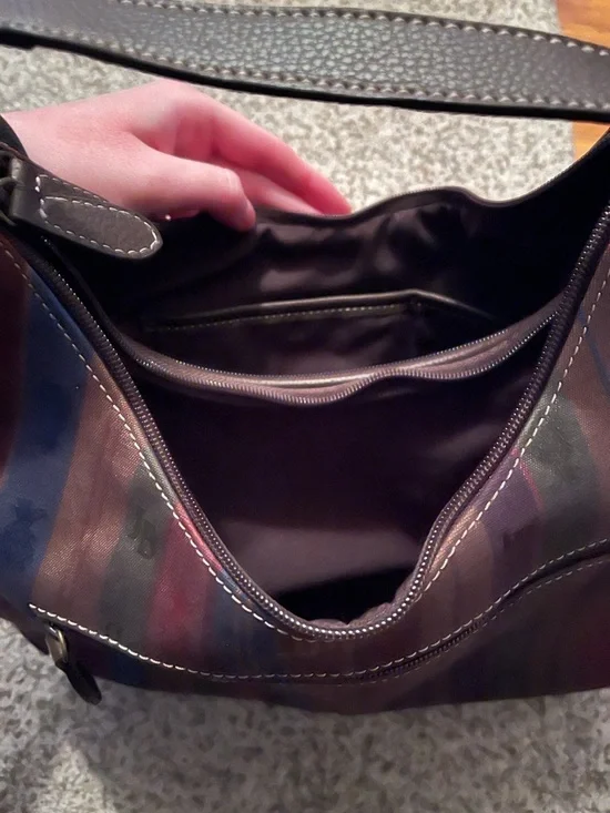 Vintage Jamaica Bay Pineapple Striped Shoulder Bag with Leather Accents - Picture 4 of 4